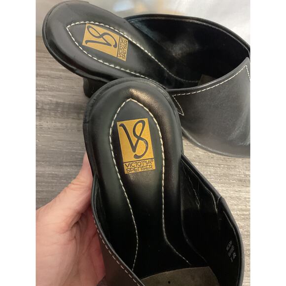 Victoria Spenser Heel Mule Black Leather “Pammy” 8M - Picture 6 of 7